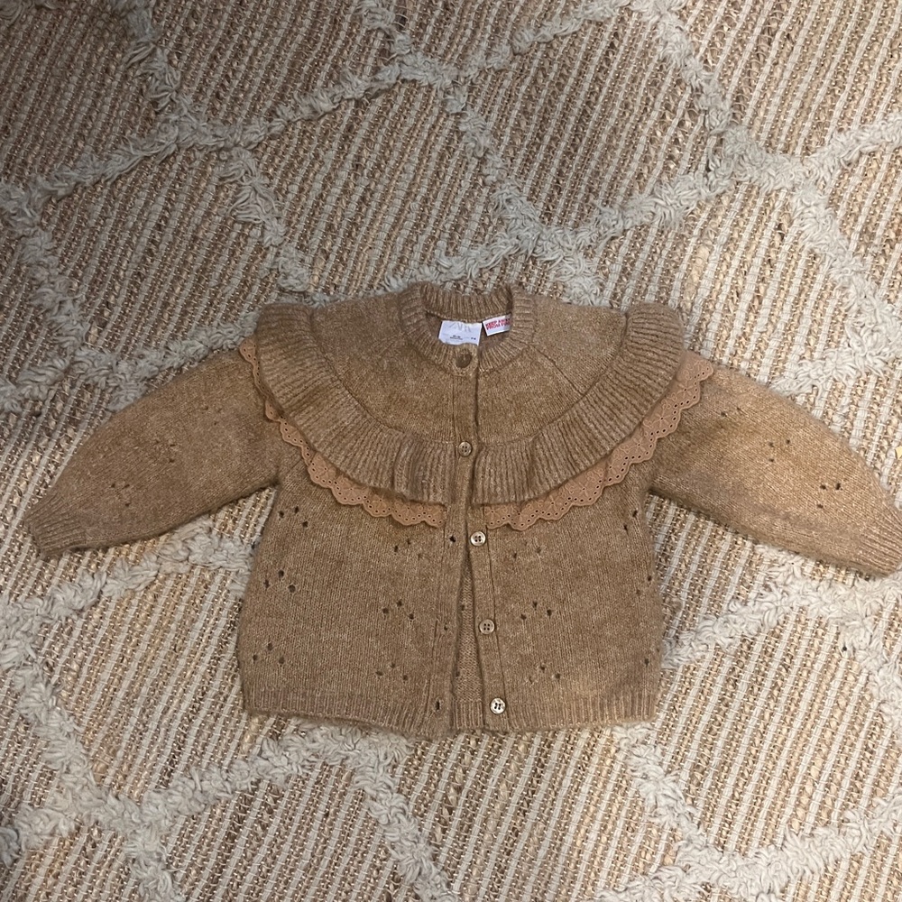 ZARA Tan Knit Sweater with Button Detail